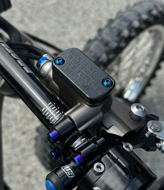 Brake reservoir cap titanium bolts